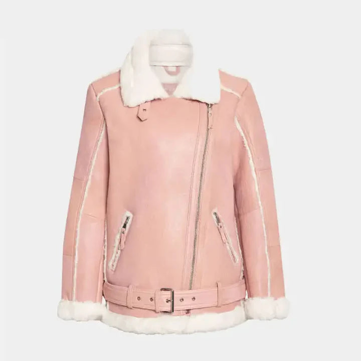 Women’s Rose Blossom Shearling Leather Jackect