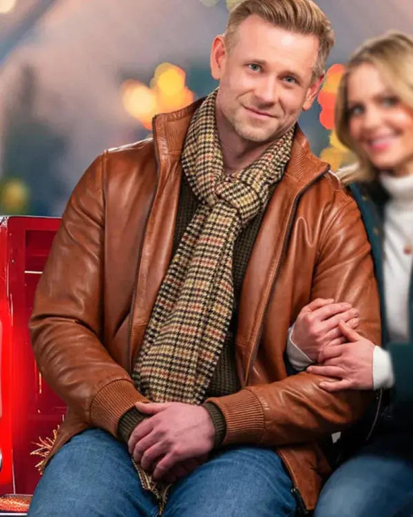 A Christmas Less Traveled 2024 Eric Johnson Brown Leather Jacket - California Jacket