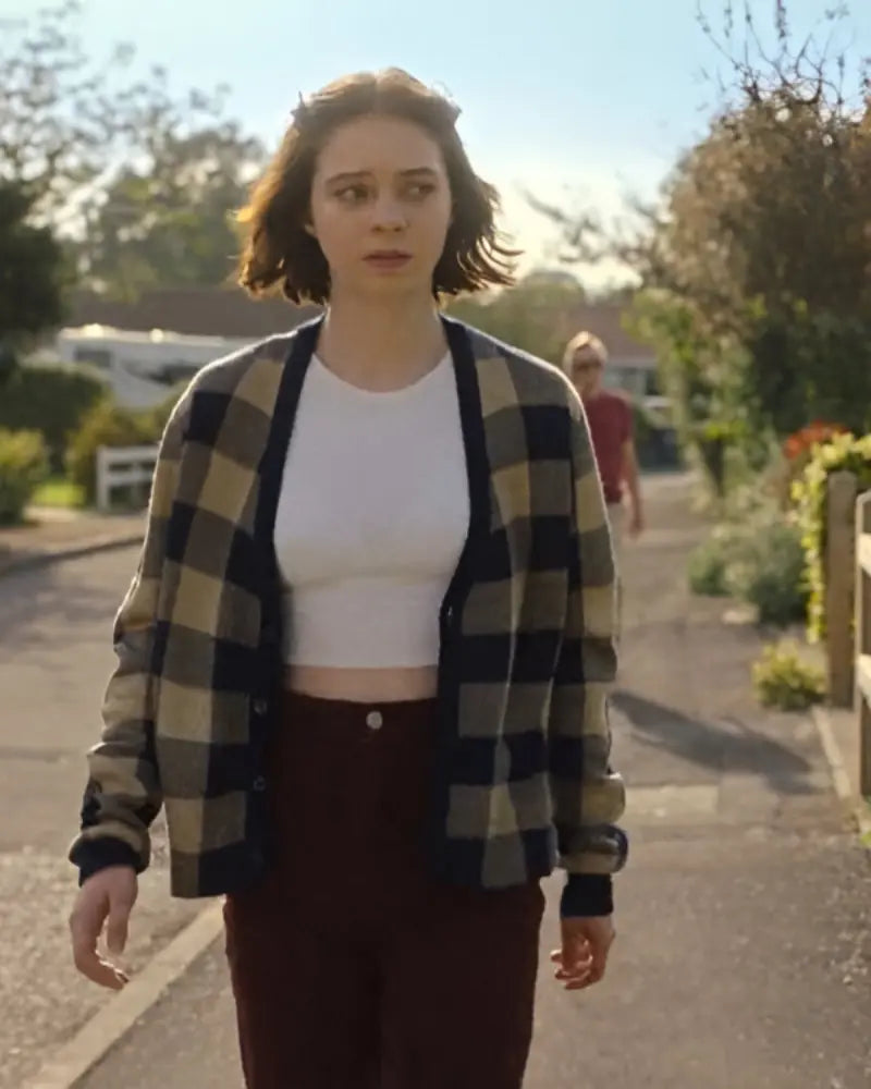 A Good Girl’s Guide To Murder 2024 Emma Myers Plaid Cardigan - California Jacket