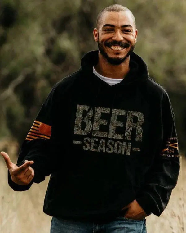 Beer Season Camo Black Hoodie - California Jacket