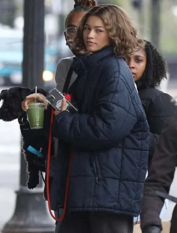 Zendaya Puffer Blue Jacket - California Jacket