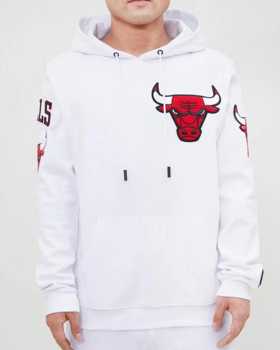 White Chicago Bulls Fleece Hoodie - California Jacket