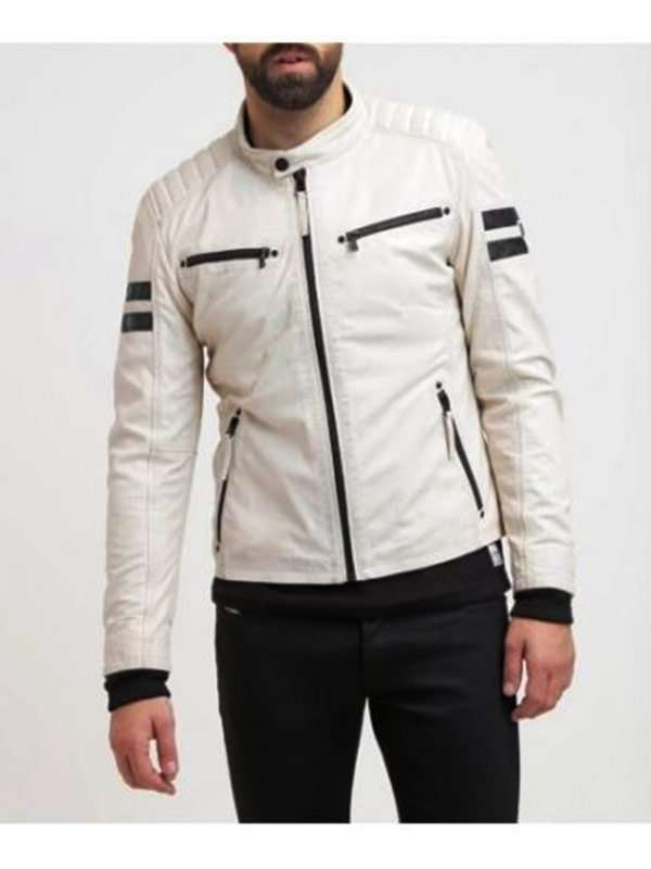 Men Genuine Lambskin Leather Motorcycle Jacket