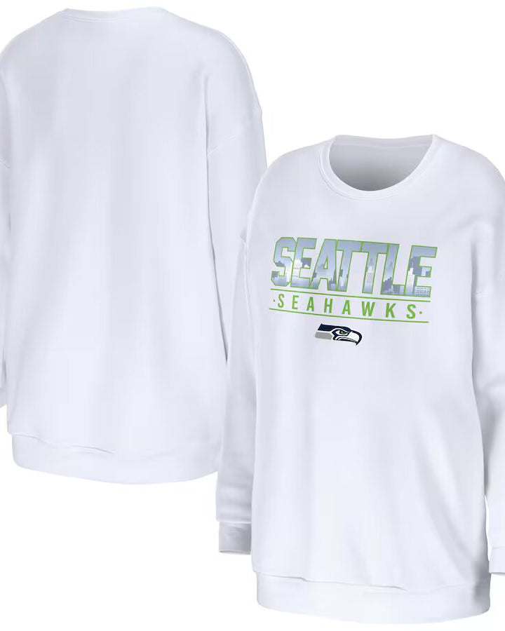 White Seattle Seahawks Domestic Pullover Sweatshirt - California Jacket