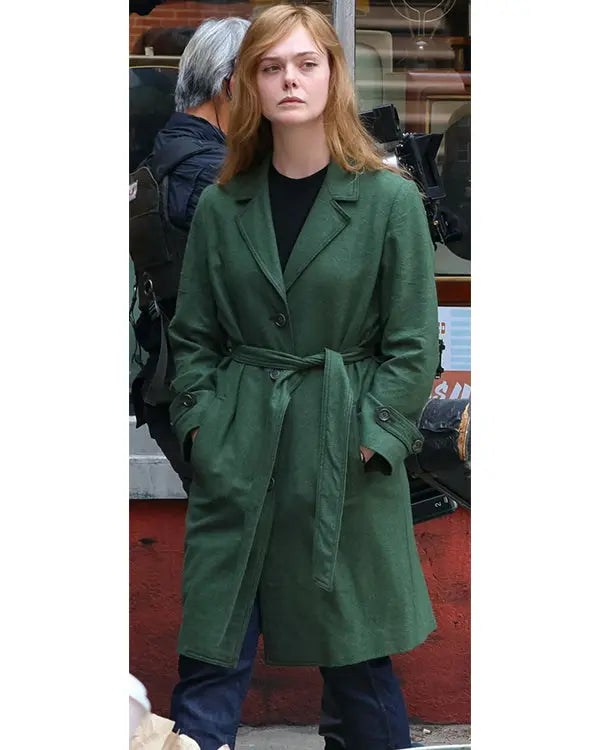 A Complete Unknown 2024 Elle Fanning Green Coat - California Jacket