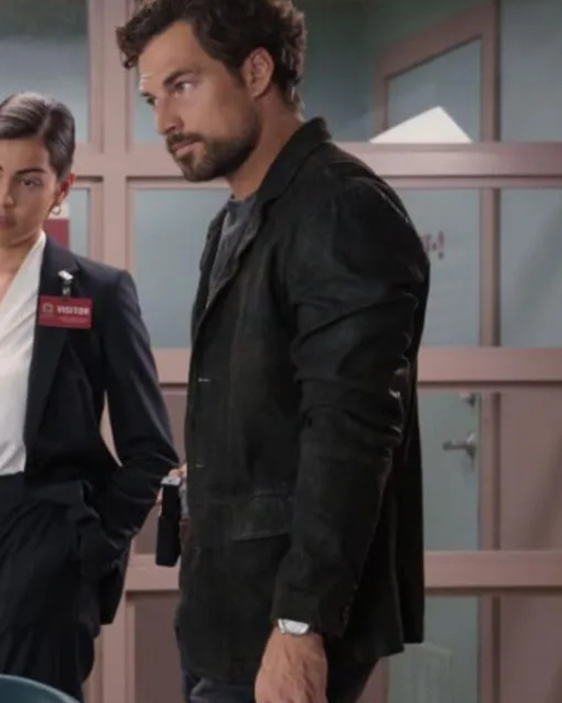 Wild Cards 2024 Cole Ellis Black Leather Blazer Jacket - California Jacket
