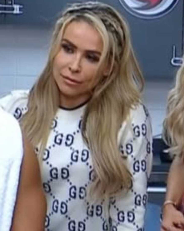 WWE Raw 2025 Nattie Neidhart Monogram White Knit Sweater - California Jacket