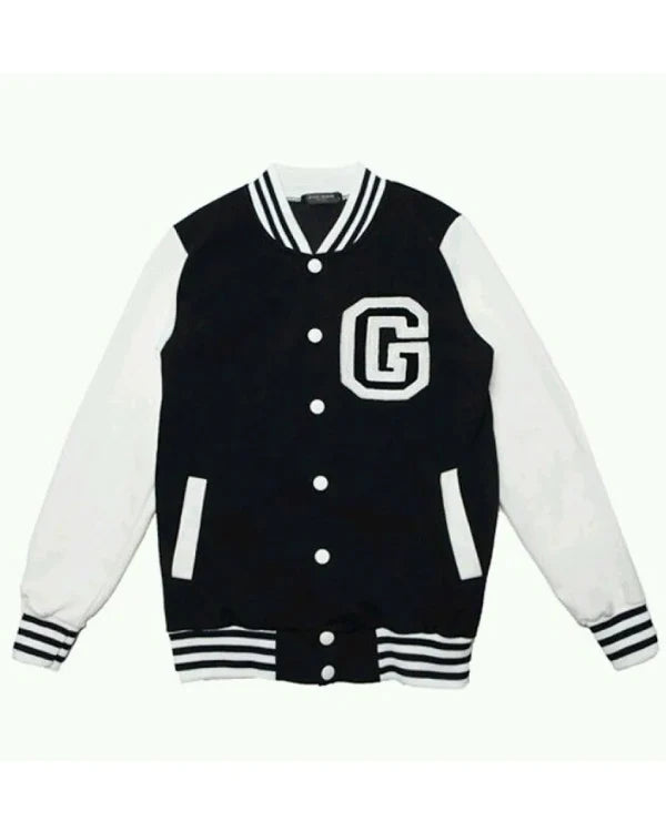 White and Navy Blue Letterman G Jacket - California Jacket