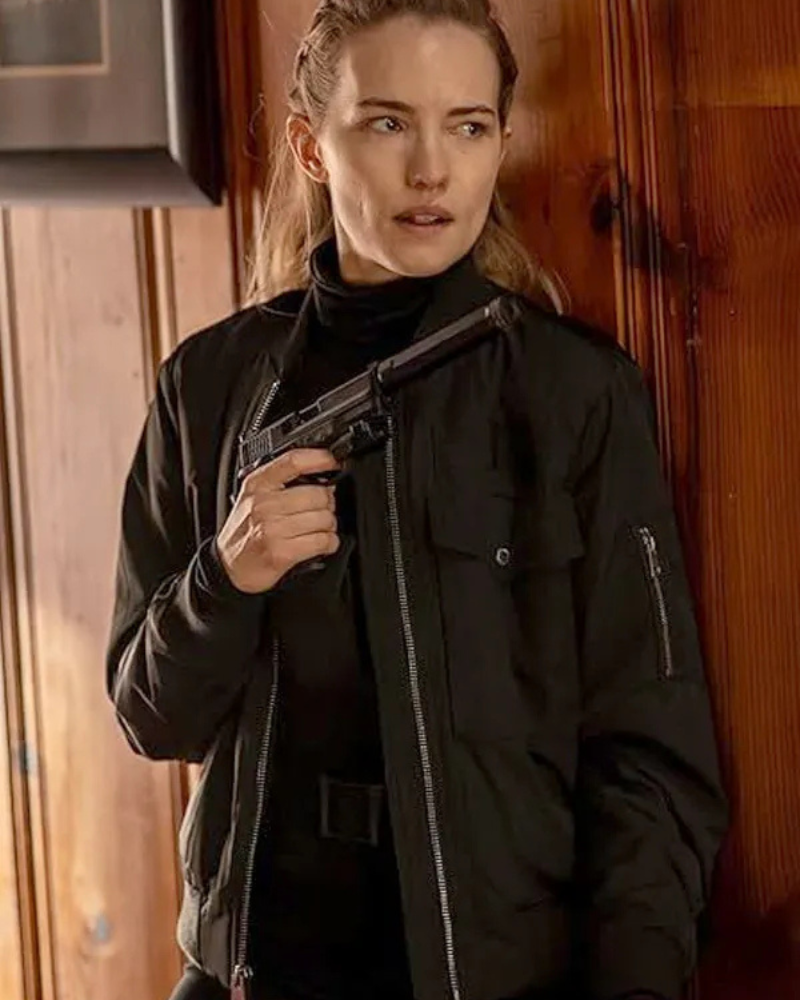 Willa Fitzgerald Alarum Black Bomber Jacket - California Jacket