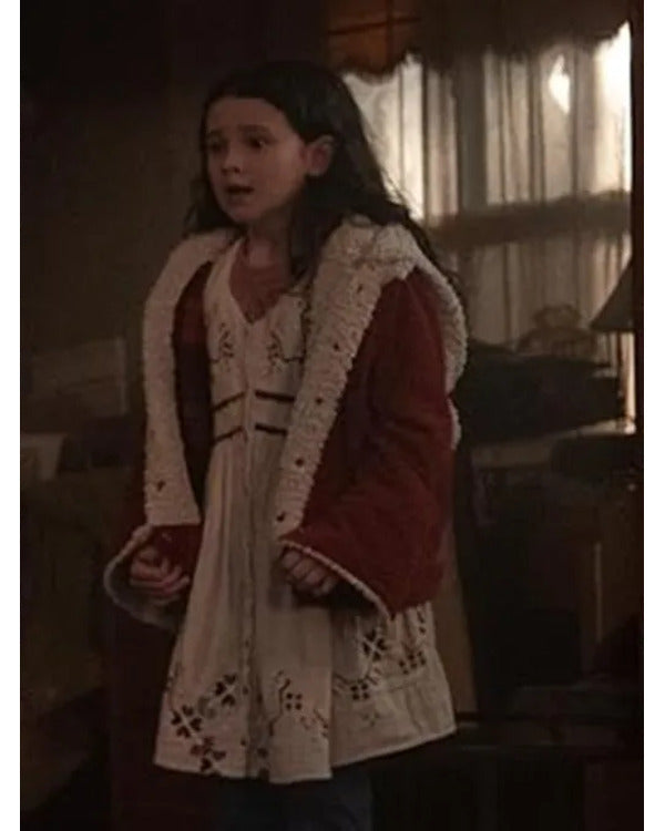 Wolf Man 2025 Matilda Firth Red Shearling Jacket - California Jacket