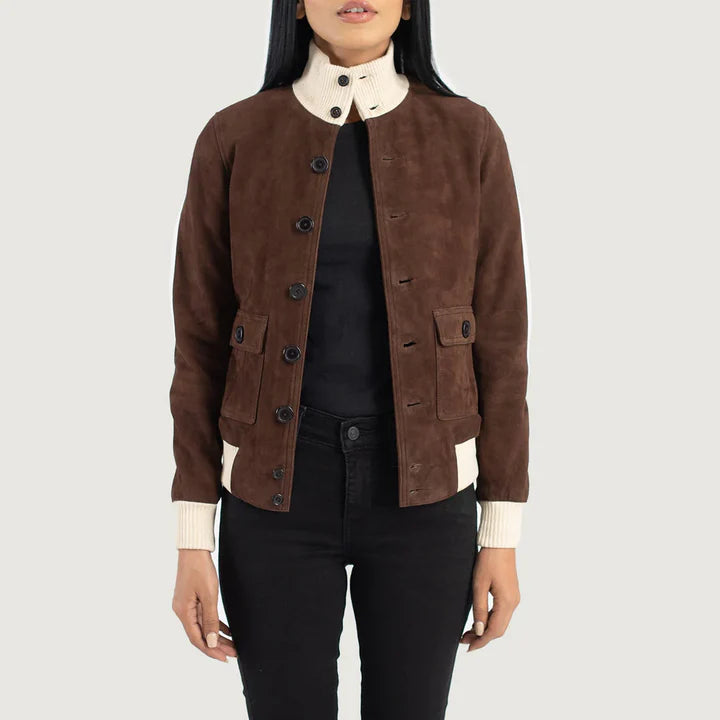 Sasha A1 Black Suede Bomber Jacket