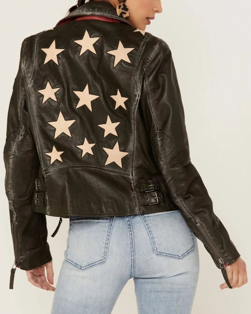 Women’s Christy Scatter Star Leather Jacket - California Jacket