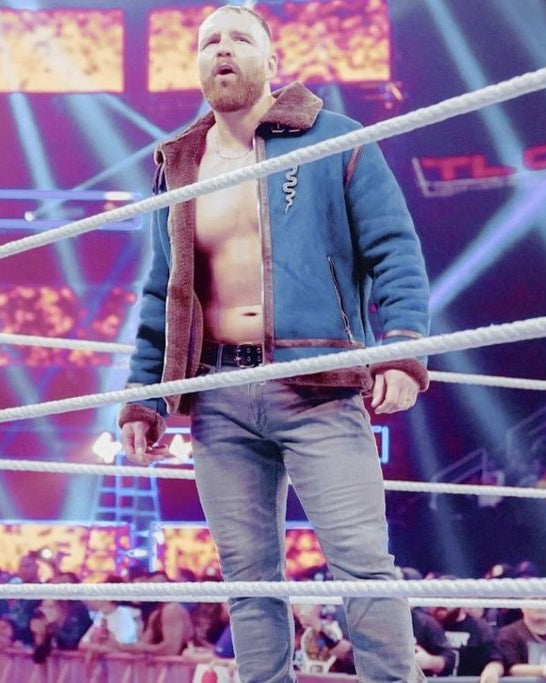 WWE Dean Ambrose Blue And Brown Shearling Jacket - California Jacket