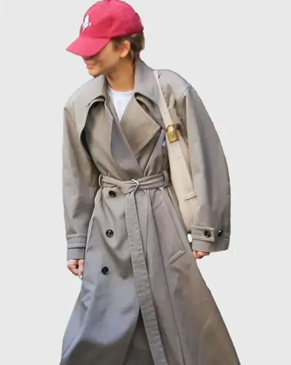 Zendaya Grey Cotton Trench Coat - California Jacket