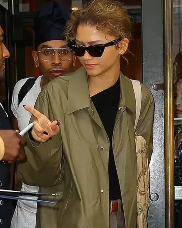 Zendaya Met Gala Co-chair Duties Green Leather Coat - California Jacket