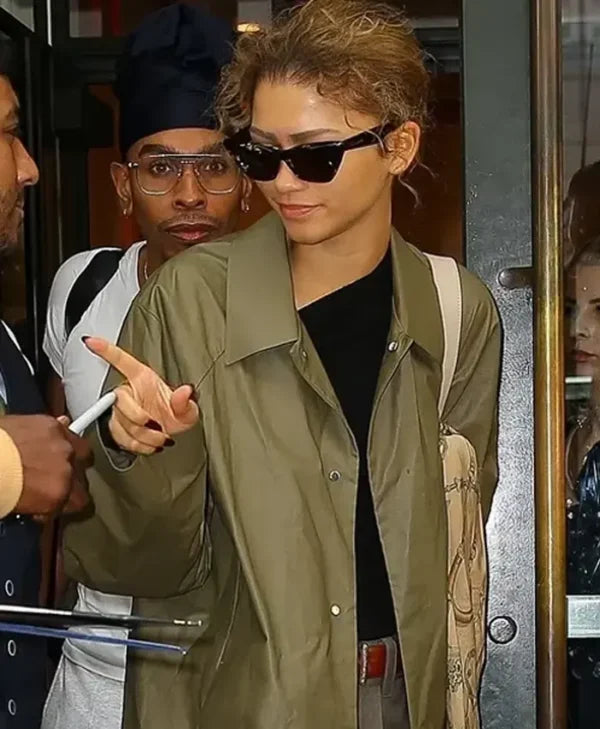 Zendaya Met Gala Co-chair Duties Green Leather Coat - California Jacket