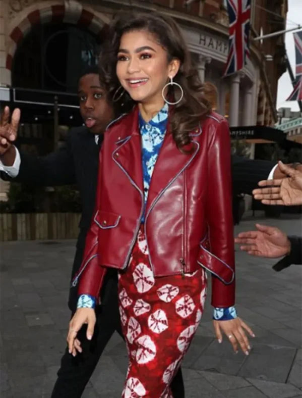 Zendaya Red Leather Jacket - California Jacket