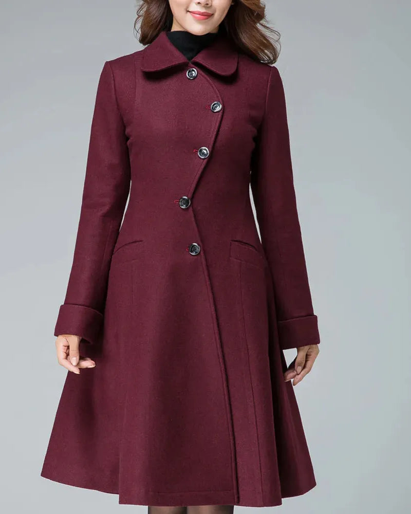 Women’s Designer Retro Maroon Coat - California Jacket