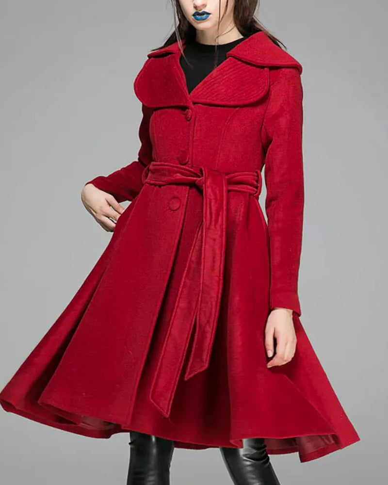 Women’s Feminine Swing Fit and Flare Wool Coat - California Jacket
