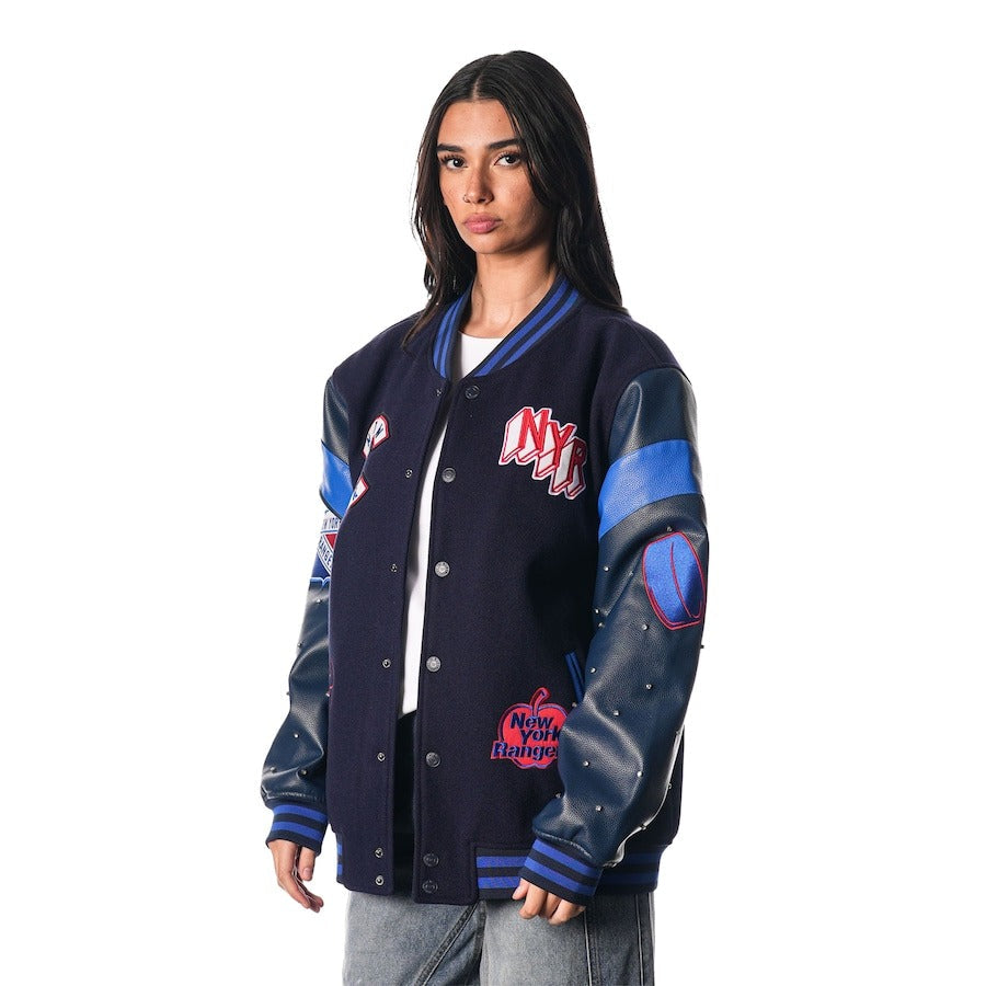 Women's New York Rangers The Wild Collective Blue Full-snap Varsity Jacket - California Jacket