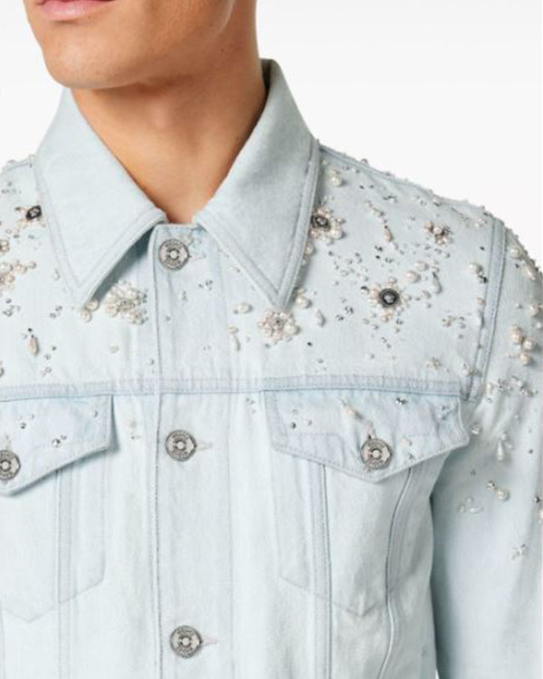 The Voice S27 John Legend Blue Embellished Denim Jacket California Jacket